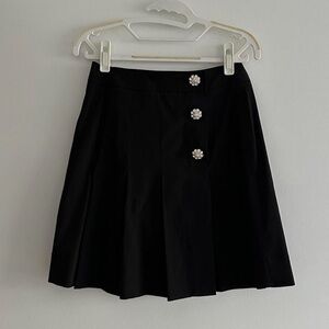 Ganni Black A-Line Skirt with Floral Buttons